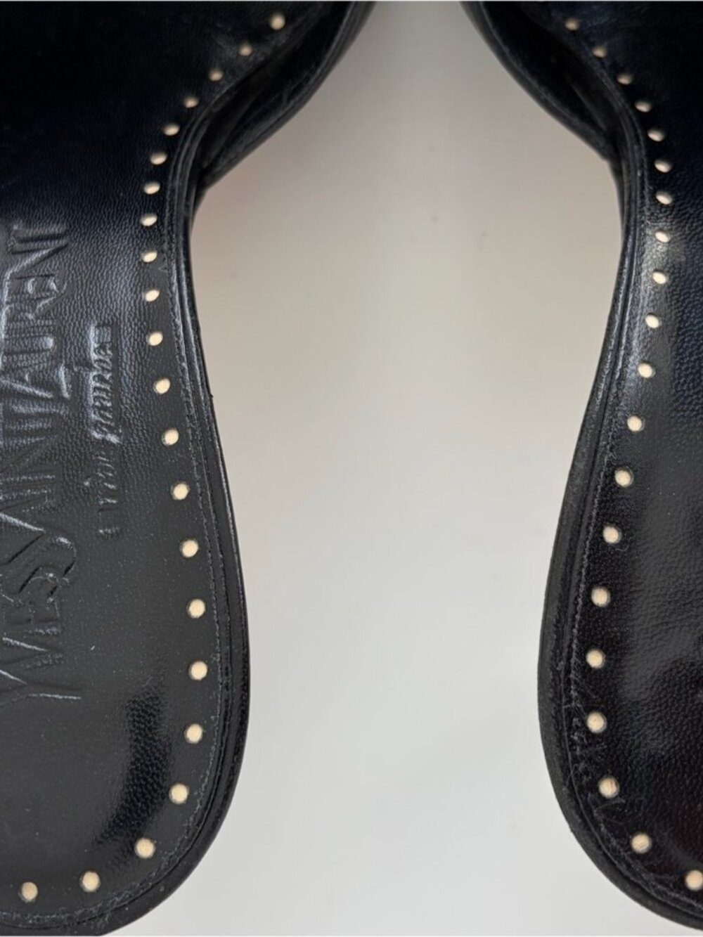 Vintage Yves Saint Laurent Black Leather Zip-Front Mule Heels - Picture 3 of 7